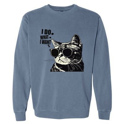 Do What I Want Vintage Black Cat Weird Funny Cat Garment-Dyed Sweatshirt