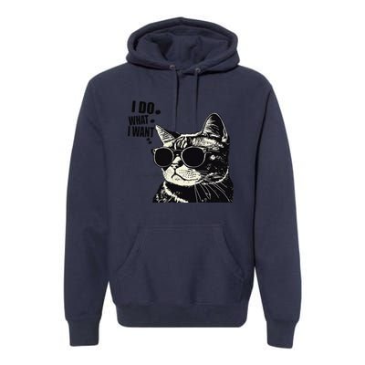 Do What I Want Vintage Black Cat Weird Funny Cat Premium Hoodie