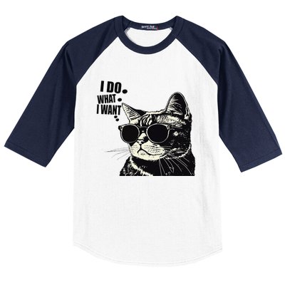 Do What I Want Vintage Black Cat Weird Funny Cat Baseball Sleeve Shirt