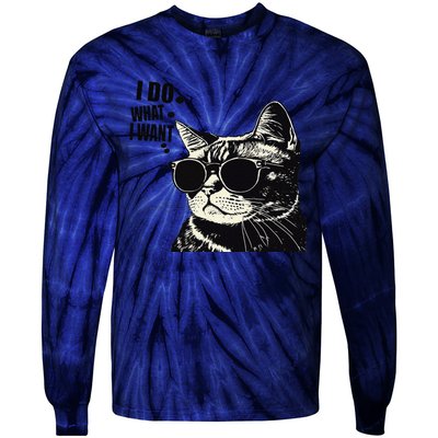 Do What I Want Vintage Black Cat Weird Funny Cat Tie-Dye Long Sleeve Shirt