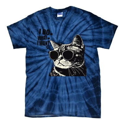 Do What I Want Vintage Black Cat Weird Funny Cat Tie-Dye T-Shirt