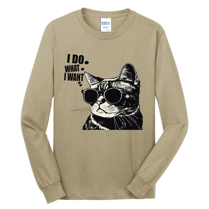 Do What I Want Vintage Black Cat Weird Funny Cat Tall Long Sleeve T-Shirt