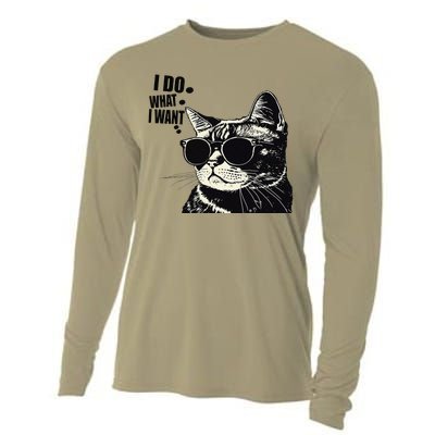 Do What I Want Vintage Black Cat Weird Funny Cat Cooling Performance Long Sleeve Crew