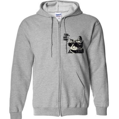 Do What I Want Vintage Black Cat Weird Funny Cat Full Zip Hoodie