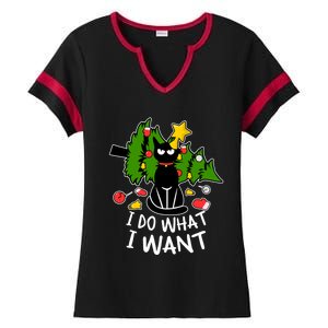 Do What I Want Funny Black Cat Christmas Tree Cat Lady Humor Gift Ladies Halftime Notch Neck Tee