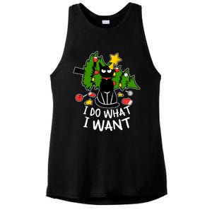 Do What I Want Funny Black Cat Christmas Tree Cat Lady Humor Gift Ladies PosiCharge Tri-Blend Wicking Tank