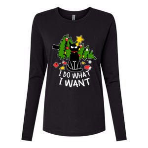 Do What I Want Funny Black Cat Christmas Tree Cat Lady Humor Gift Womens Cotton Relaxed Long Sleeve T-Shirt