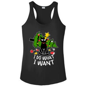 Do What I Want Funny Black Cat Christmas Tree Cat Lady Humor Gift Ladies PosiCharge Competitor Racerback Tank