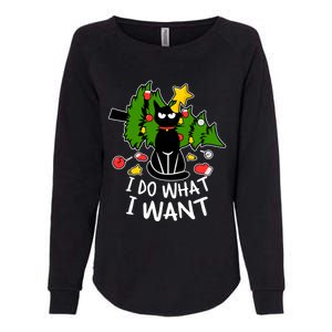 Do What I Want Funny Black Cat Christmas Tree Cat Lady Humor Gift Womens California Wash Sweatshirt