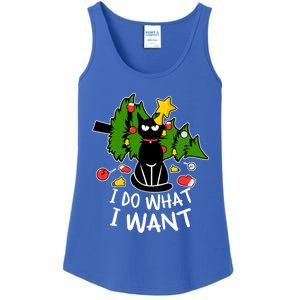 Do What I Want Funny Black Cat Christmas Tree Cat Lady Humor Gift Ladies Essential Tank