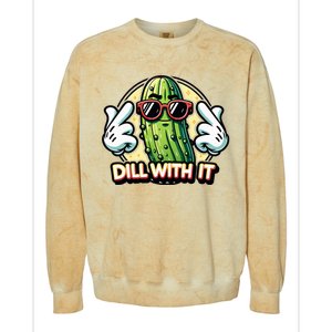 Dill With It Funny Pickle Vegetable Pun Colorblast Crewneck Sweatshirt