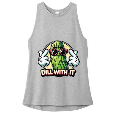 Dill With It Funny Pickle Vegetable Pun Ladies PosiCharge Tri-Blend Wicking Tank