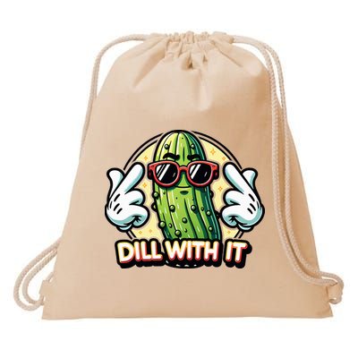 Dill With It Funny Pickle Vegetable Pun Drawstring Bag