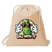 Dill With It Funny Pickle Vegetable Pun Drawstring Bag