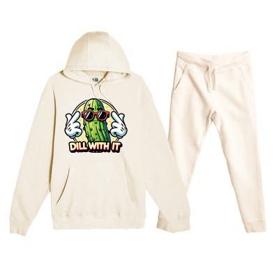 Dill With It Funny Pickle Vegetable Pun Premium Hooded Sweatsuit Set