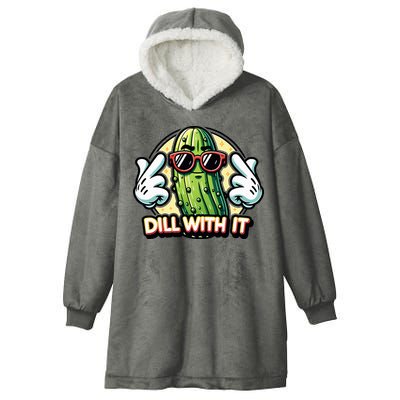 Dill With It Funny Pickle Vegetable Pun Hooded Wearable Blanket