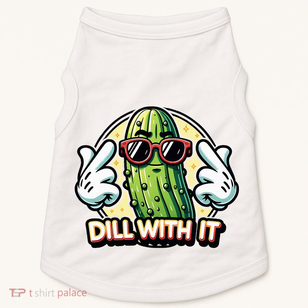 Dill With It Funny Pickle Vegetable Pun Doggie Tank