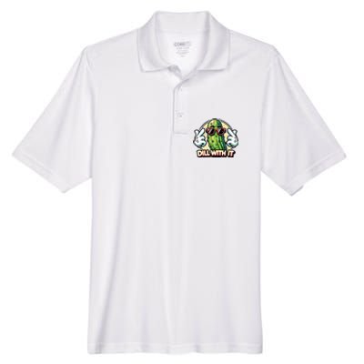 Dill With It Funny Pickle Vegetable Pun Men's Origin Performance Piqué Polo