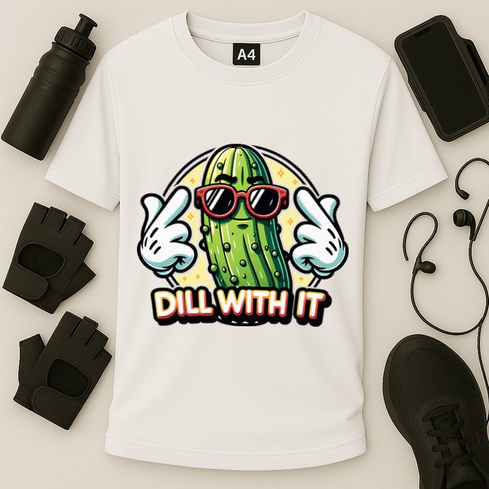 Dill With It Funny Pickle Vegetable Pun Cooling Performance Crew T-Shirt