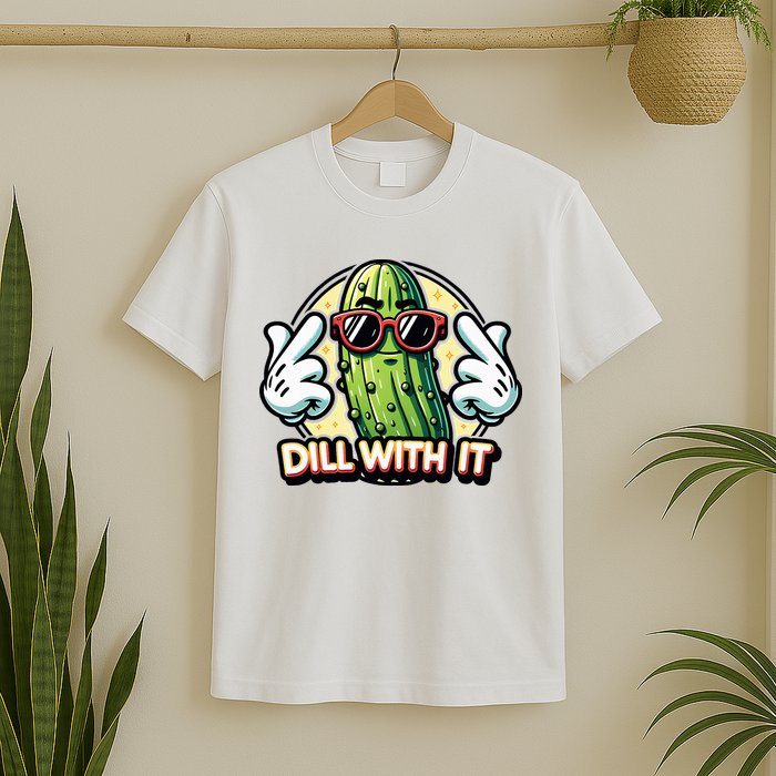 Dill With It Funny Pickle Vegetable Pun T-Shirt