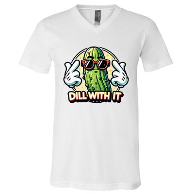 Dill With It Funny Pickle Vegetable Pun V-Neck T-Shirt