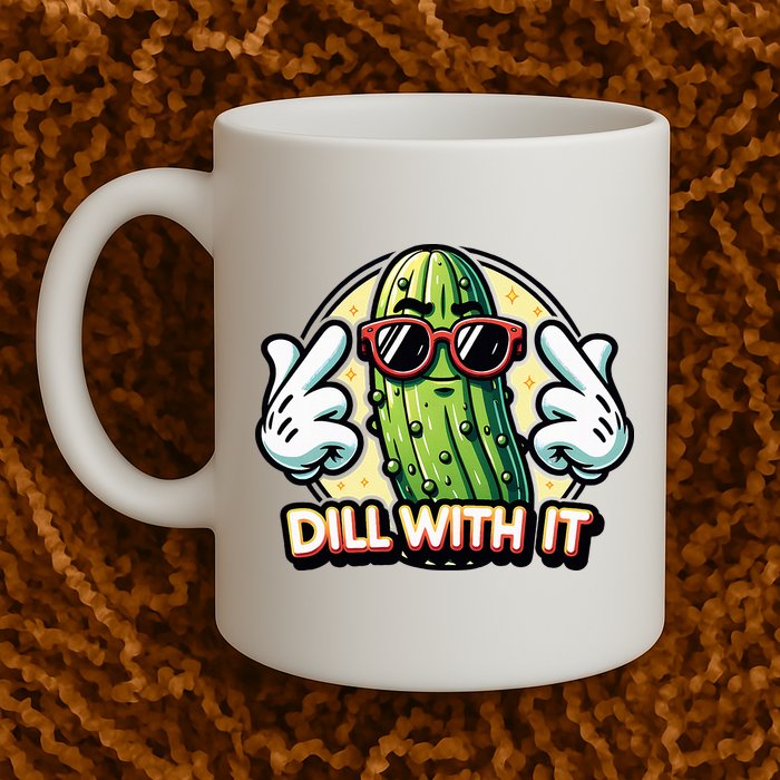 Dill With It Funny Pickle Vegetable Pun Mug