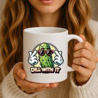 Dill With It Funny Pickle Vegetable Pun Mug