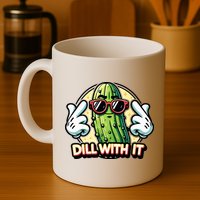 Dill With It Funny Pickle Vegetable Pun Mug