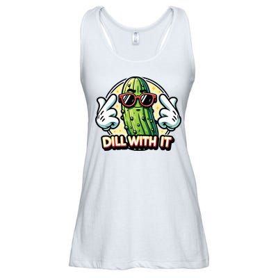 Dill With It Funny Pickle Vegetable Pun Ladies Essential Flowy Tank