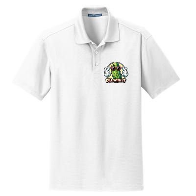 Dill With It Funny Pickle Vegetable Pun Dry Zone Grid Polo