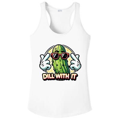 Dill With It Funny Pickle Vegetable Pun Ladies PosiCharge Competitor Racerback Tank