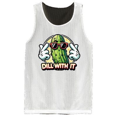 Dill With It Funny Pickle Vegetable Pun Mesh Reversible Basketball Jersey Tank