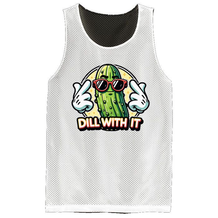 Dill With It Funny Pickle Vegetable Pun Mesh Reversible Basketball Jersey Tank