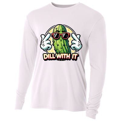 Dill With It Funny Pickle Vegetable Pun Cooling Performance Long Sleeve Crew
