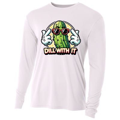 Dill With It Funny Pickle Vegetable Pun Cooling Performance Long Sleeve Crew