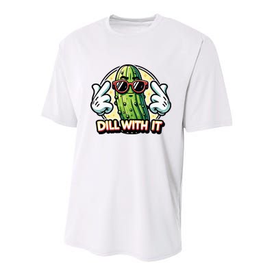Dill With It Funny Pickle Vegetable Pun Youth Performance Sprint T-Shirt
