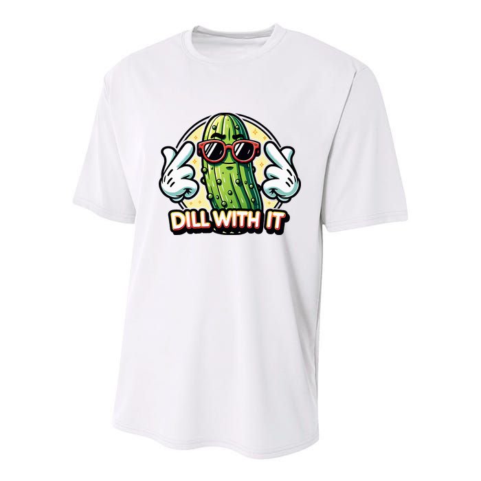 Dill With It Funny Pickle Vegetable Pun Youth Performance Sprint T-Shirt
