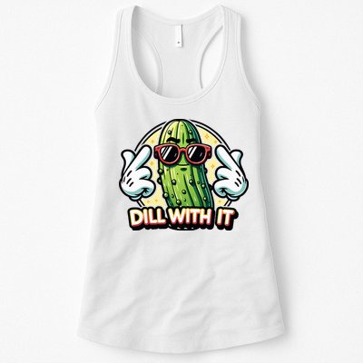 Dill With It Funny Pickle Vegetable Pun Womens Tank Top