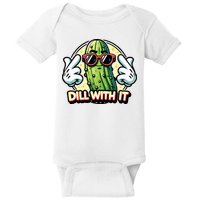 Dill With It Funny Pickle Vegetable Pun Baby Bodysuit