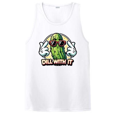 Dill With It Funny Pickle Vegetable Pun PosiCharge Competitor Tank