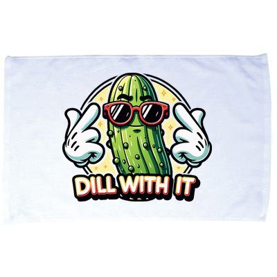 Dill With It Funny Pickle Vegetable Pun Microfiber Hand Towel