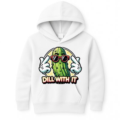 Dill With It Funny Pickle Vegetable Pun Kids Hoodie