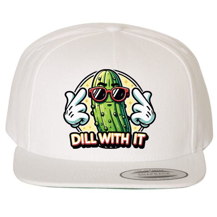 Dill With It Funny Pickle Vegetable Pun Wool Snapback Cap