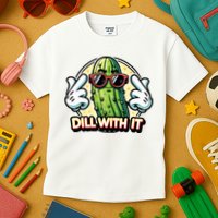 Dill With It Funny Pickle Vegetable Pun Kids T-Shirt