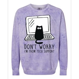 Don't Worry I'm From Tech Support Funny Cat Colorblast Crewneck Sweatshirt