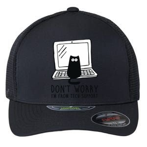 Don't Worry I'm From Tech Support Funny Cat Flexfit Unipanel Trucker Cap