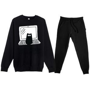 Don't Worry I'm From Tech Support Funny Cat Premium Crewneck Sweatsuit Set