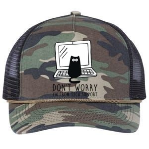 Don't Worry I'm From Tech Support Funny Cat Retro Rope Trucker Hat Cap