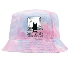 Don't Worry I'm From Tech Support Funny Cat Tie-Dyed Bucket Hat