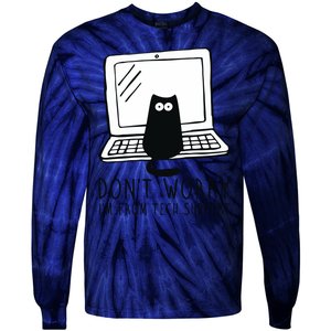 Don't Worry I'm From Tech Support Funny Cat Tie-Dye Long Sleeve Shirt